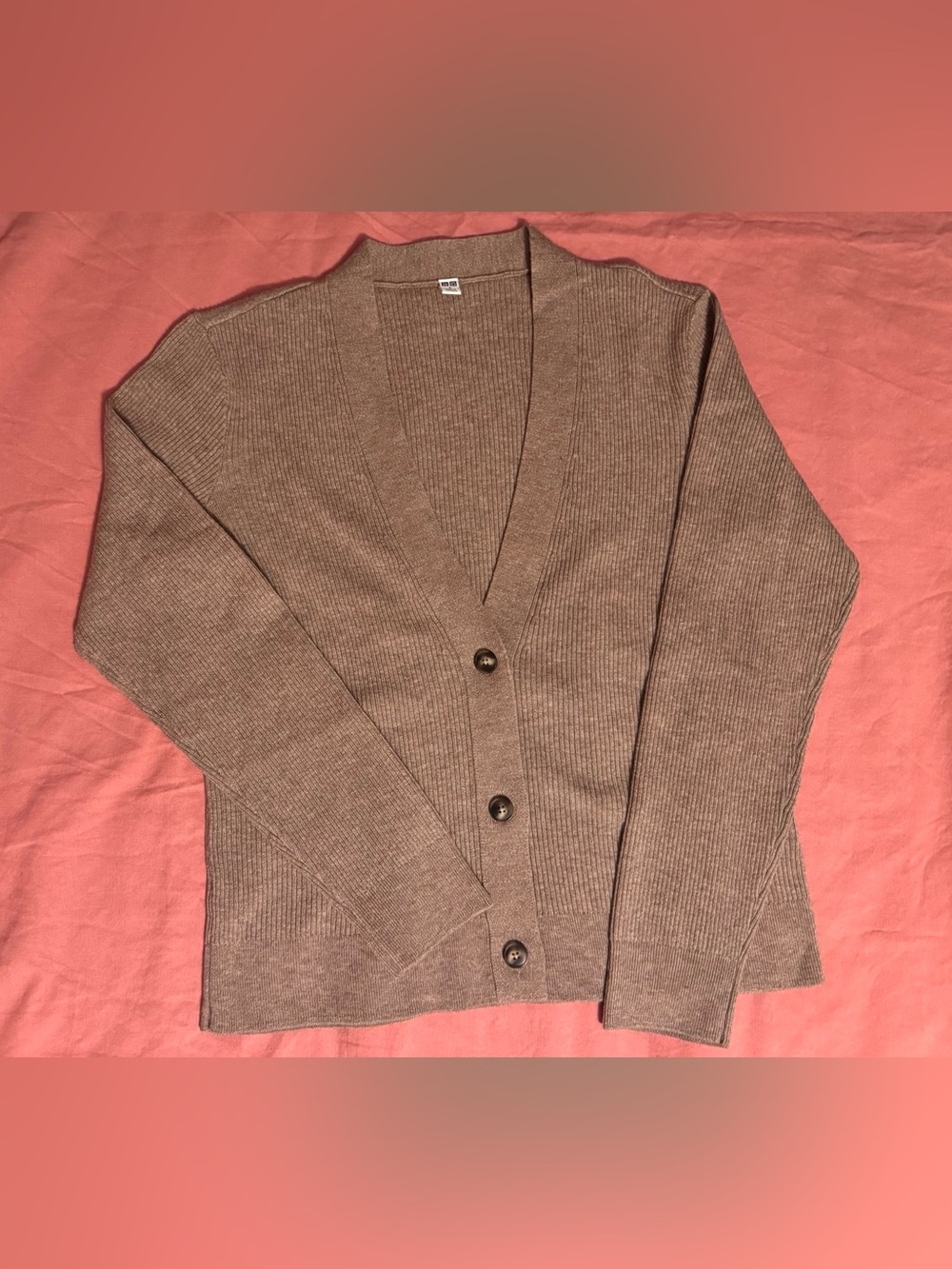 Uniqlo V-Neck Button Cardigan in Taupe
